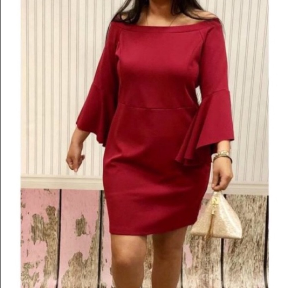Off the shoulder tapered dress